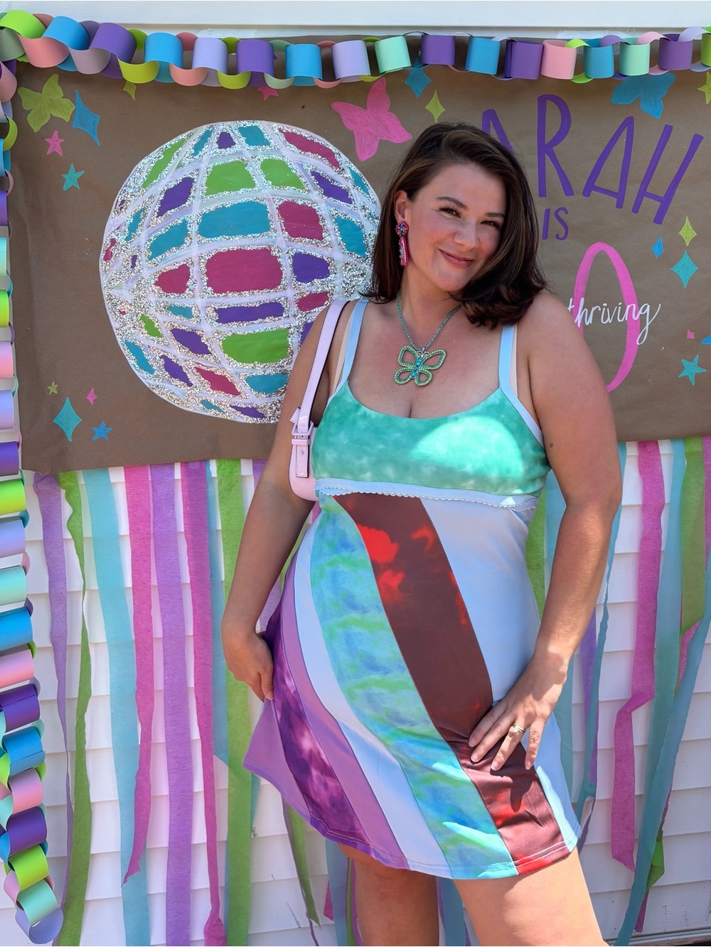 13 Going on 30 Inspired Rainbow Dress & Butterfly Necklace Costume Y2K Halloween